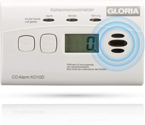 Gloria K10D Kohlenmonoxidmelder CO Melder mit Display u. 10-Jahres Batterie